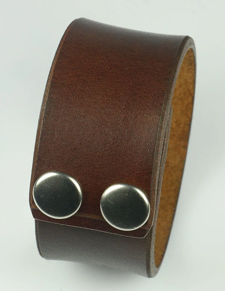 1.25" Wide Brown Leather Cuff