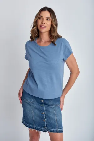 Basic Cotton Crew Neck Tee Deep Blue