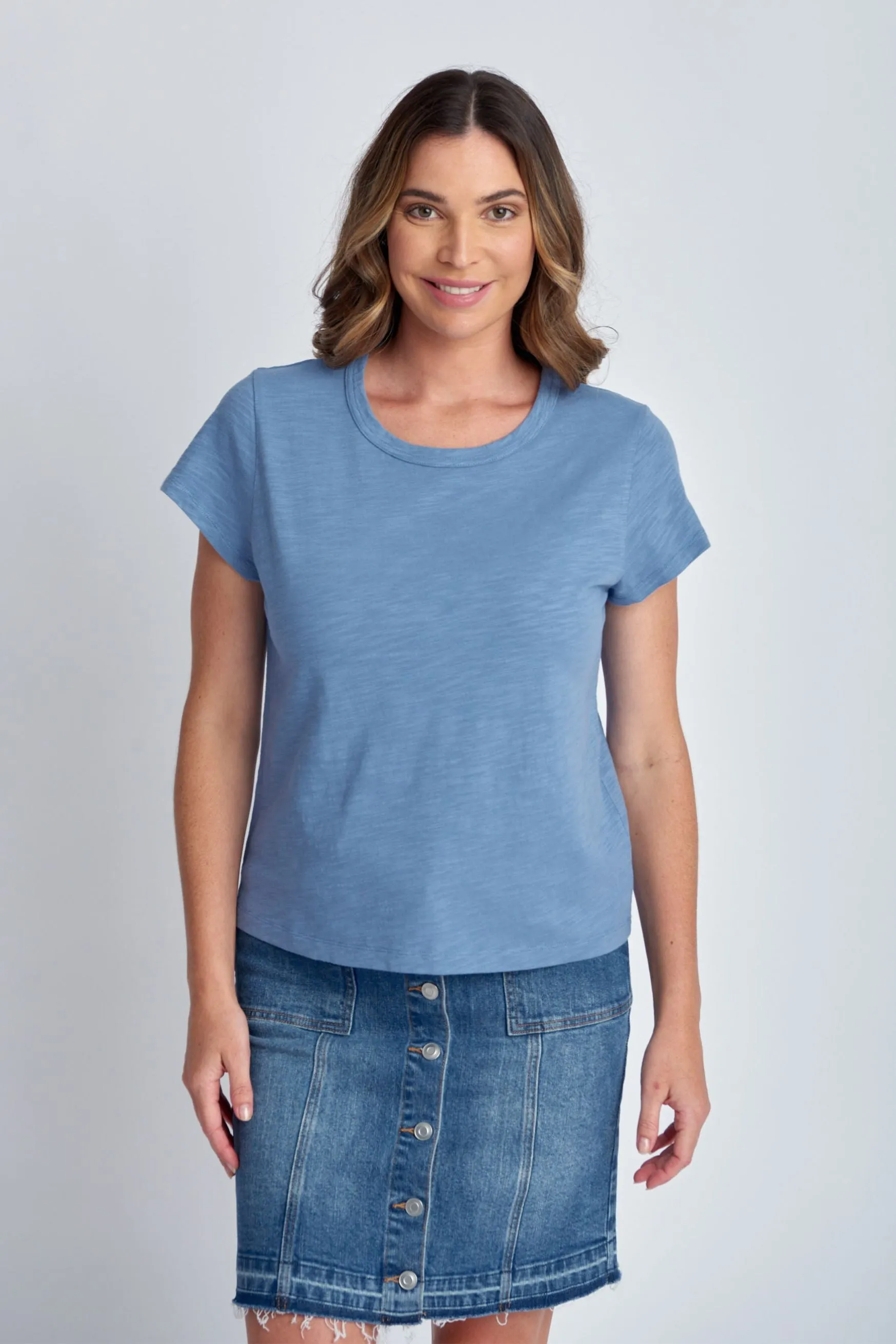 Basic Cotton Crew Neck Tee Deep Blue