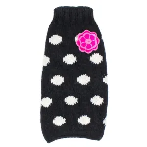 Black Polka Dot Flower Dog Sweater