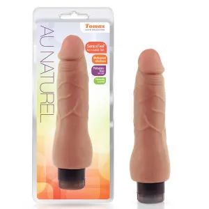 Blush Au Naturel Tomas 9 in. Dual Density Vibrating Dildo Tan