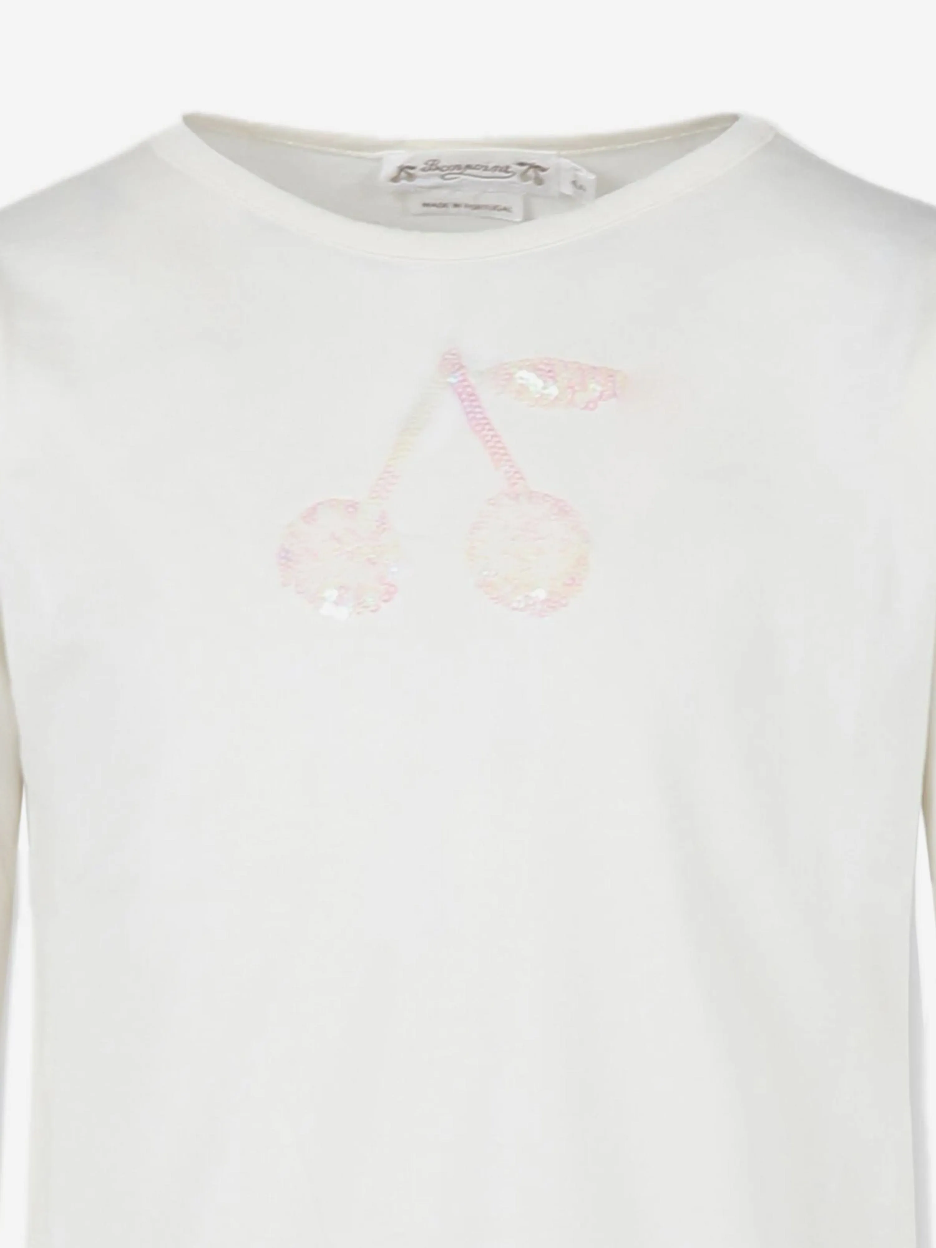 Bonpoint Girls Gracieuse Long Sleeve T-Shirt in White