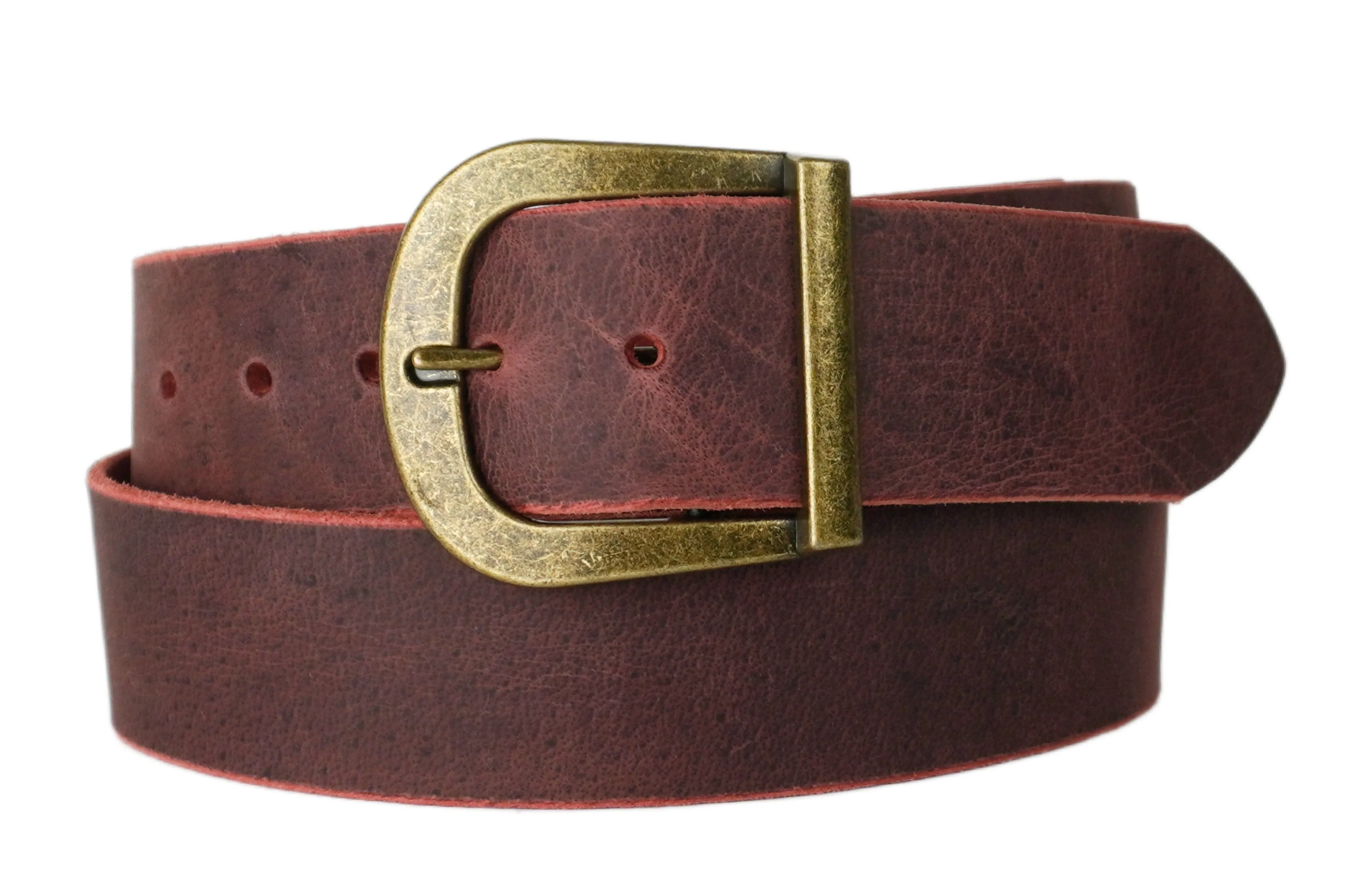 Burnt Red Wide Leather Belt