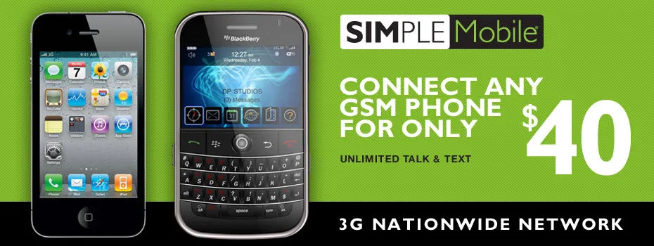 BYOP = Simple Mobile $75/ 3 month Unlimited Talk, Text, Int'l Text & 5 gb Data   Intl Talk   Sim Card  New Number