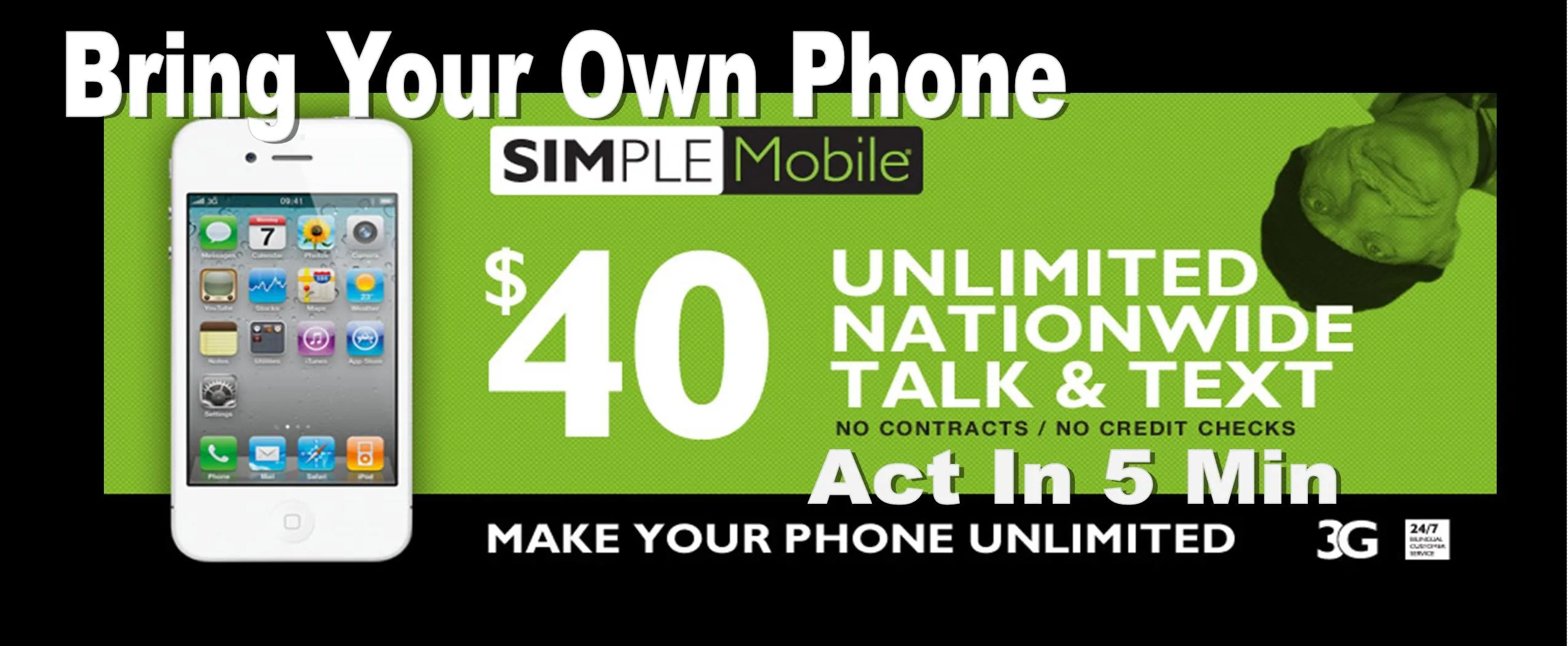 BYOP = Simple Mobile $75/ 3 month Unlimited Talk, Text, Int'l Text & 5 gb Data   Intl Talk   Sim Card  New Number