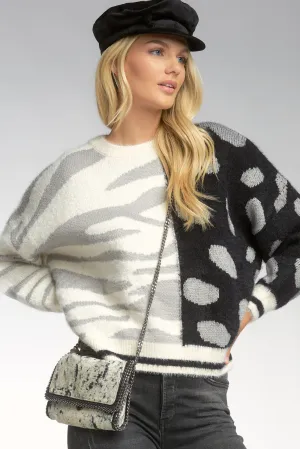 Color Block Animal Print Sweater