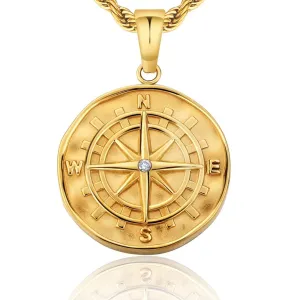 Compass Coin Pendant Necklace