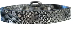 Dragon Skin Genuine Leather Dog Collar Silver Size 24