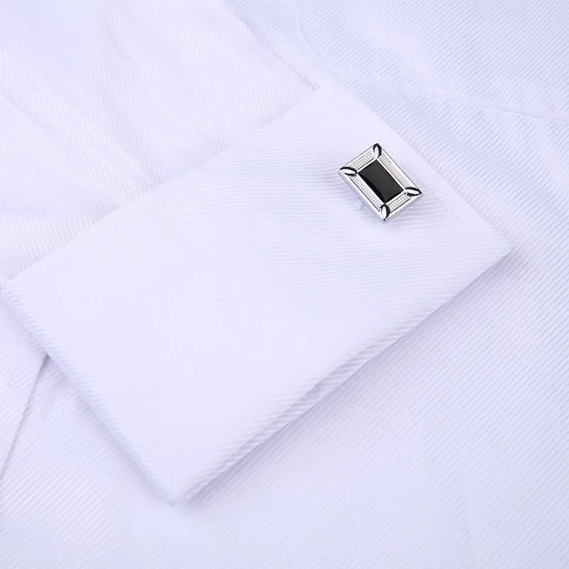 French Cufflinks  Long Sleeve Casual Slim Fit French Cuff Dress Shirts For Men