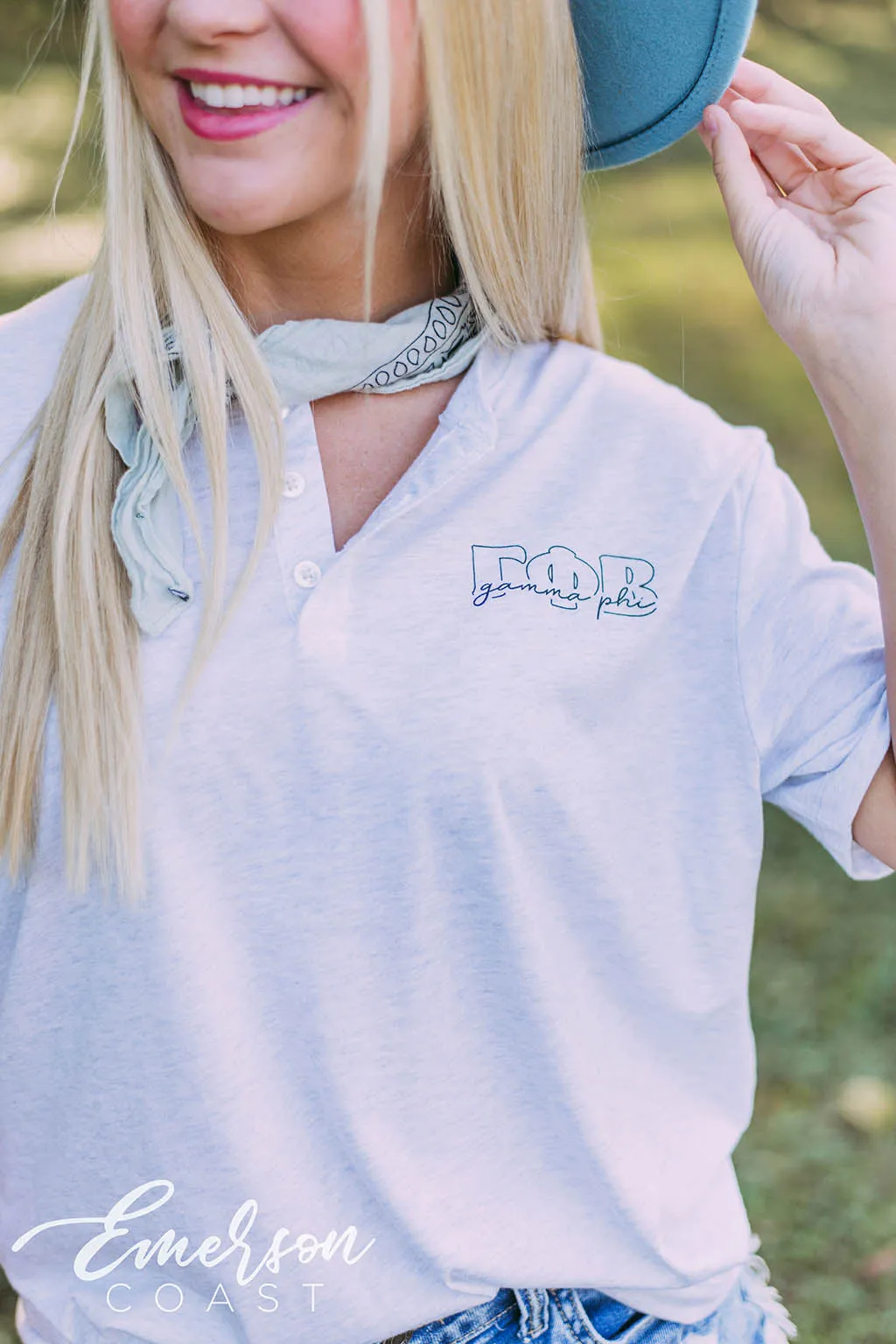 Gamma Phi Beta Simple White Henley