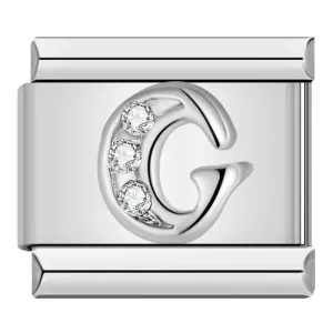 Letter G with Stones, on Silver