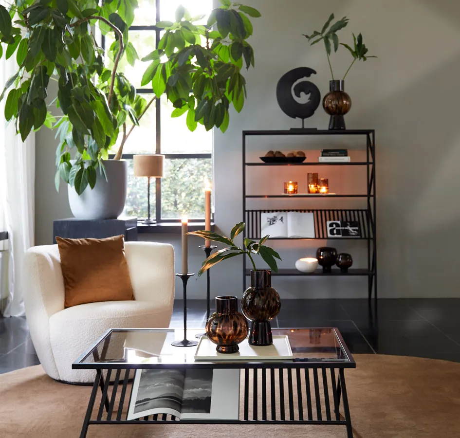 Light & Living Ezra Coffee Table in Clear Glass and Matt Black