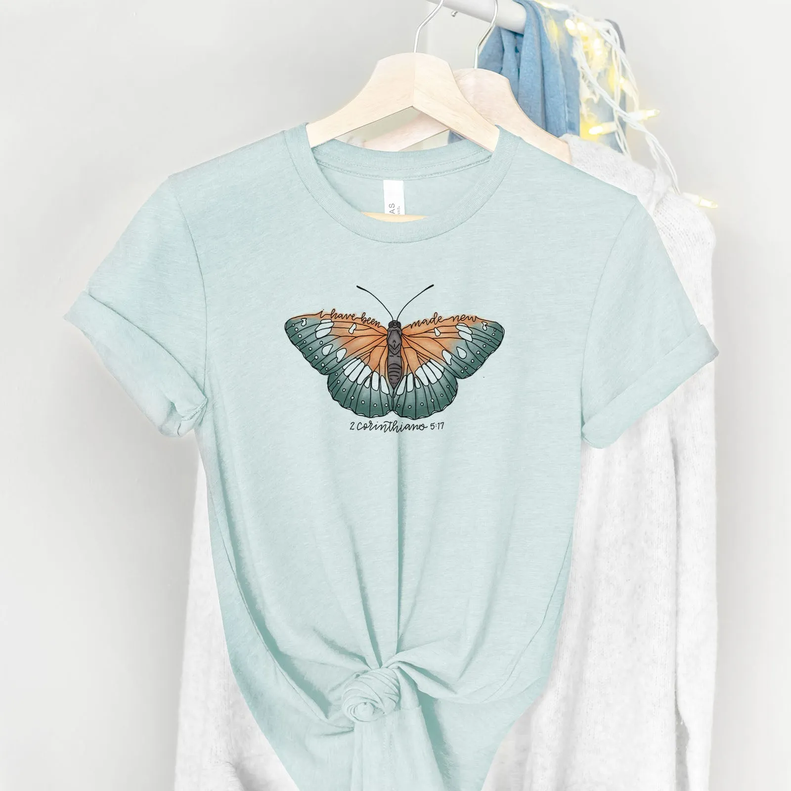 Made New Hand Lettered Butterfly Tee Shirts For Women - Christian Shirts for Women - Religious Tee Shirts