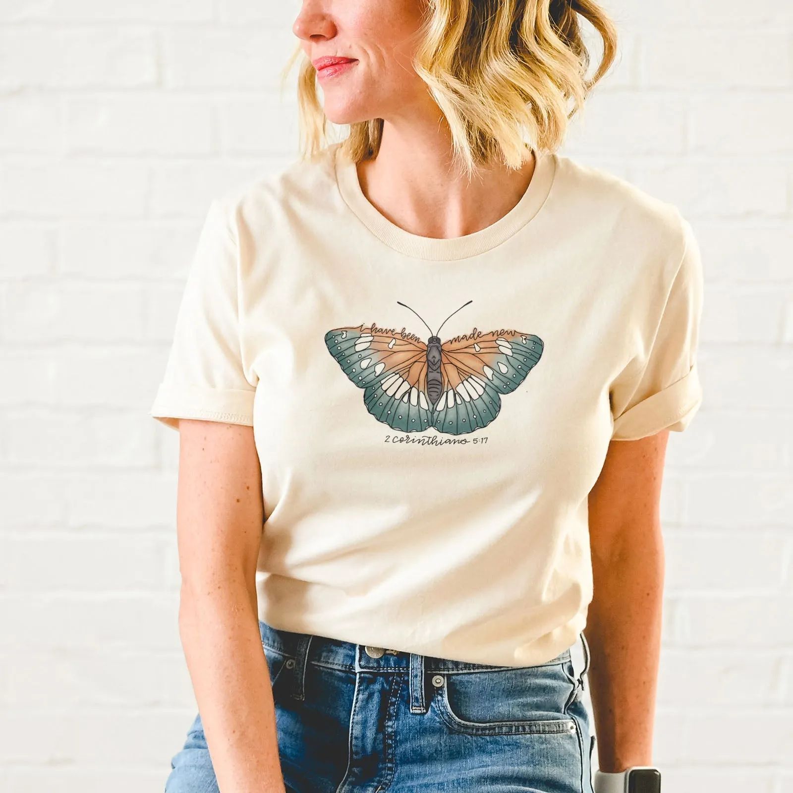 Made New Hand Lettered Butterfly Tee Shirts For Women - Christian Shirts for Women - Religious Tee Shirts