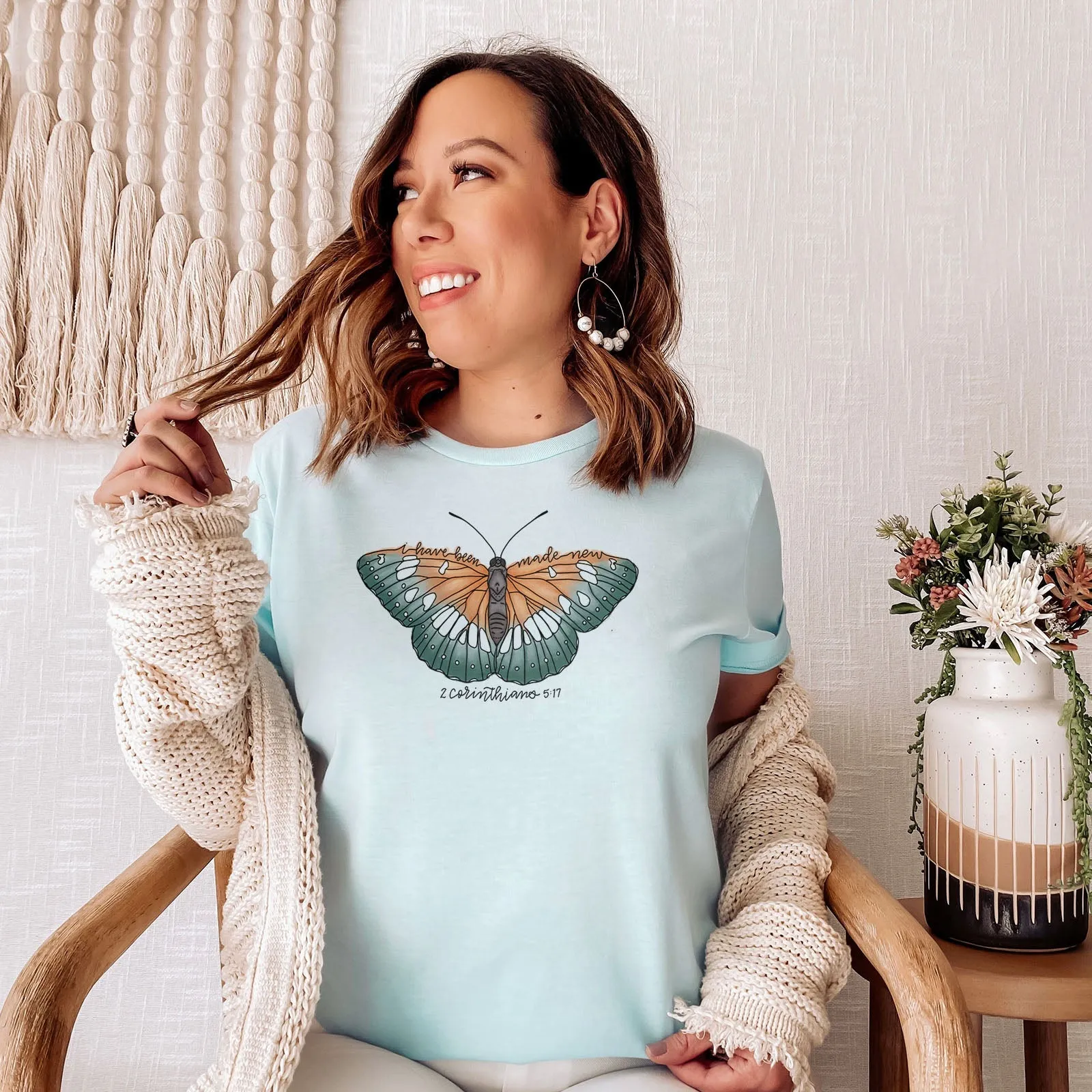 Made New Hand Lettered Butterfly Tee Shirts For Women - Christian Shirts for Women - Religious Tee Shirts