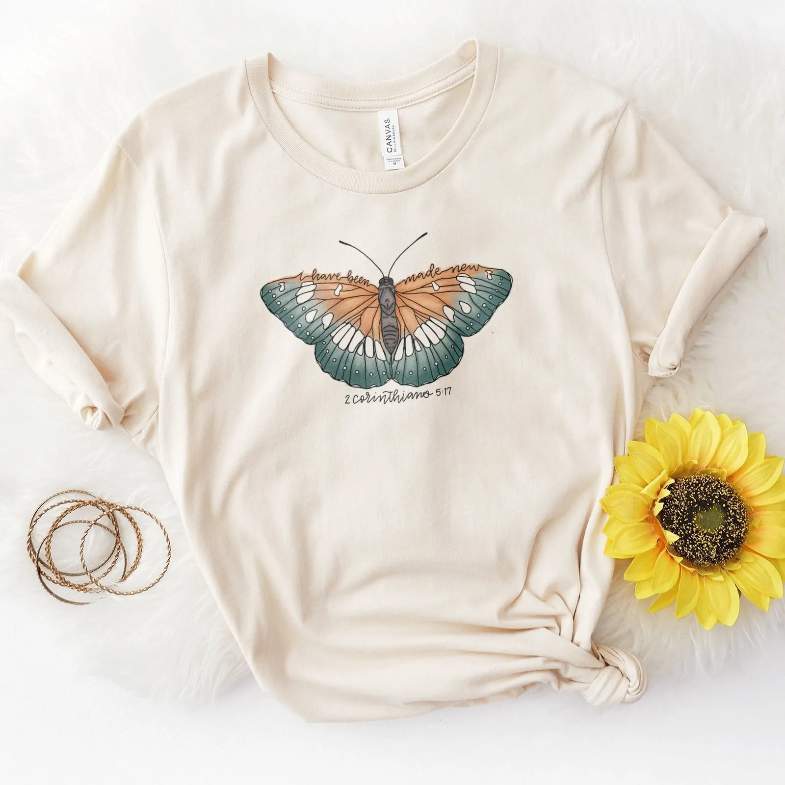 Made New Hand Lettered Butterfly Tee Shirts For Women - Christian Shirts for Women - Religious Tee Shirts