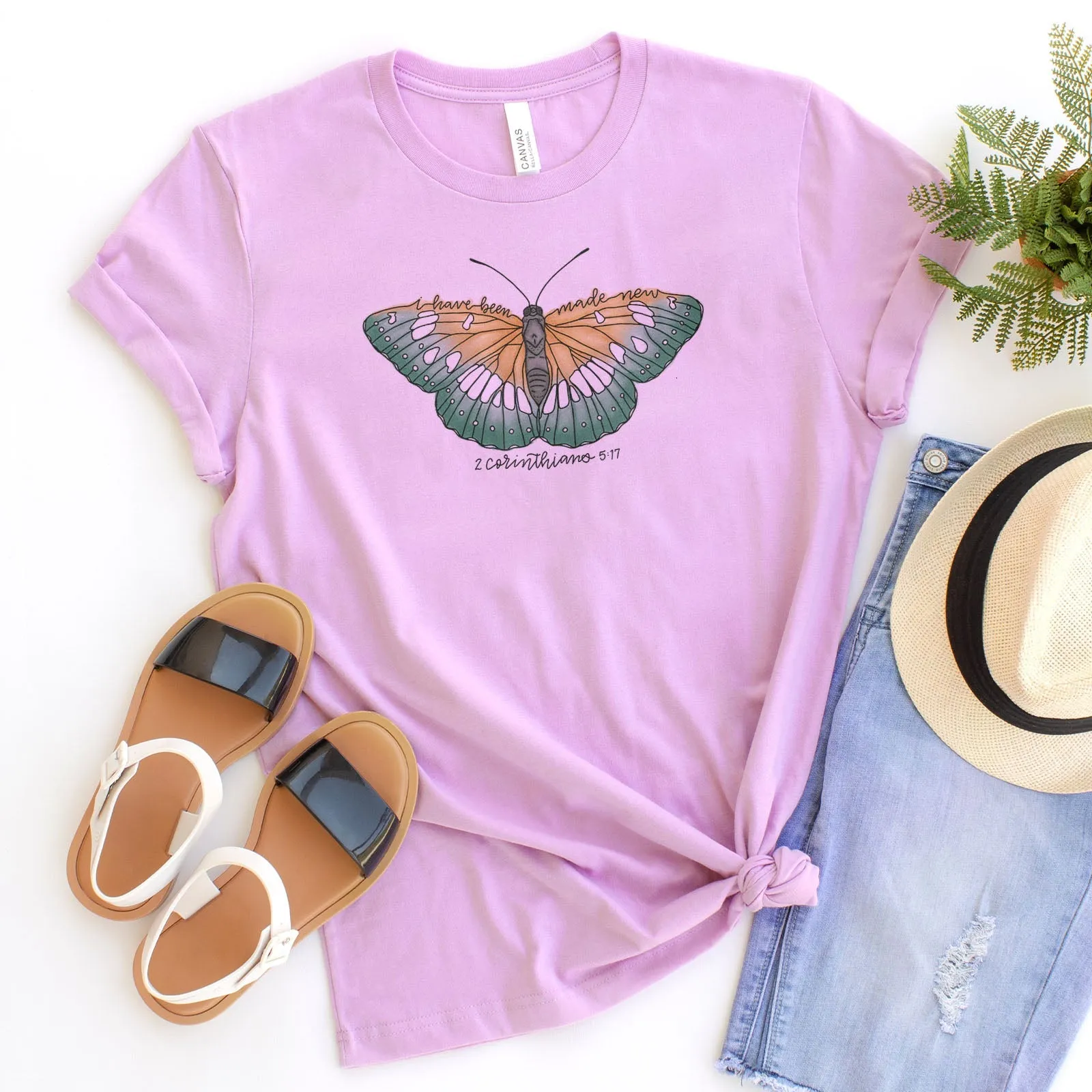 Made New Hand Lettered Butterfly Tee Shirts For Women - Christian Shirts for Women - Religious Tee Shirts