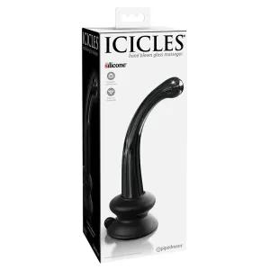 Black Pipedream Icicles No. 87 Curved Glass G-Spot Massager With Suction Cup - Premium Quality - Sleek Design