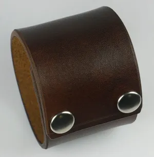 Plain Brown 2" Wide Leather Wristband