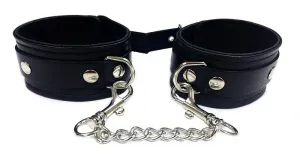 Plain Leather Wrist Cuff Black