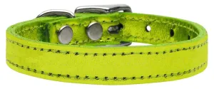 Plain Metallic Leather Lime Green 18