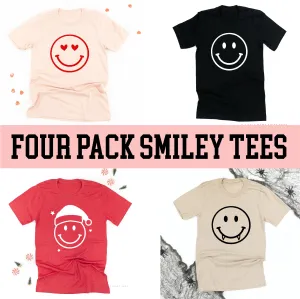 Seasonal Smiley Face ADULT Tees - 4 PACK - Unisex Tee