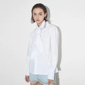 Solid Casual Loose Blouses For Women Irregular Collar Long Sleeve Minimalist Temperament Blouse Female Fashion