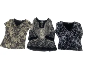 Y2k ItalianBale BlackShadedBlouses Mix - 12 Pcs